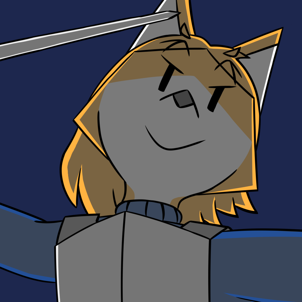 This is a digital drawing of Nikita, a tall orange fox swordsman. Here, she is wearing a dark purple sweater and short-shorts, along with gray metal armor on her chest. She is holding her small sword up in the air, with her other arm to the side. The scene is set just before dawn, with Niki facing up front and away from the sun.