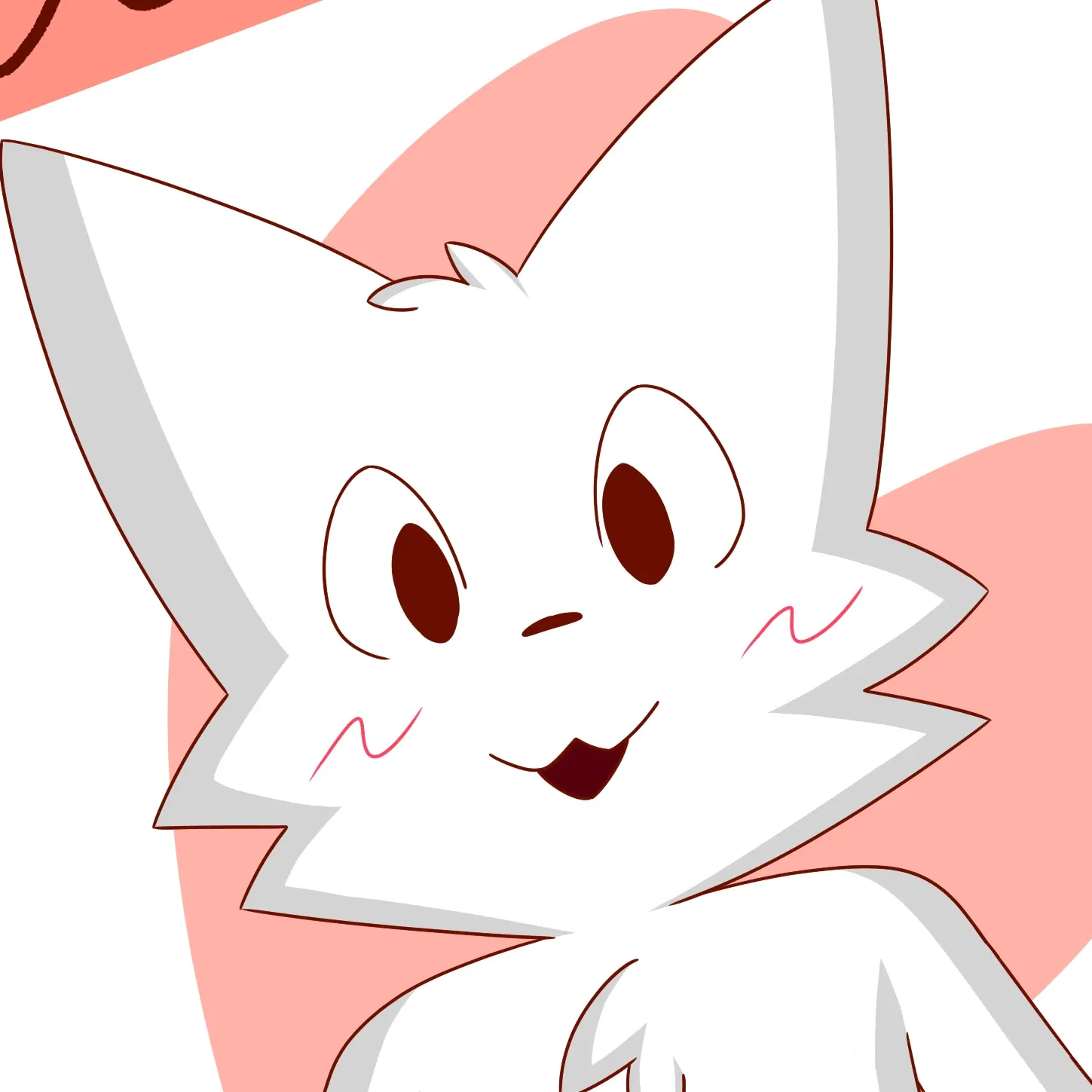 This is a digital artwork of Mauzymice's Silly Cat, a simple, cartoony cat with cheek floof and white fur. They are reaching their arms out, with text around them stating "BOYS? KISSABLE!" and a pink heart background behind them.