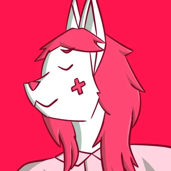 This is a digital artwork of a white cat with long, messy red hair. She is wearing a red leotard, pink thigh-high socks, and a nurse's uniform made to be a crop top. She has her eyes closed, with one hand to her hip and the other slightly up, making a smug expression. In the background is a filled syringe with liquid dripping out of it, and in the foreground, text states "NURSE GIRL."