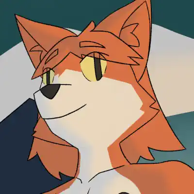 This is a digital artwork of Niki, an orange fox who is completely naked. She is leaning along a metal fence, and behind her is a large cityscape.